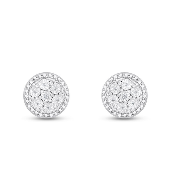 0.05 Cttw Round Cut White Natural Diamond Stud Earrings in 14k White Gold Over Sterling Silver 0.05 Cttw Round Cut White Natural Diamond Stud Earrings in 14k White Gold Over Sterling Silver